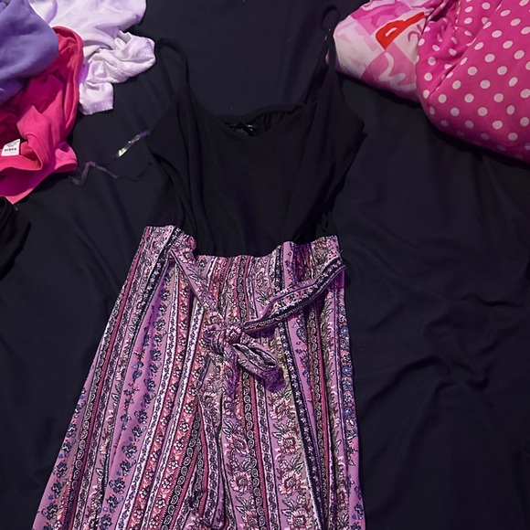 Rue21 Pants - Rue21 Black & Purple Printed Jumpsuit